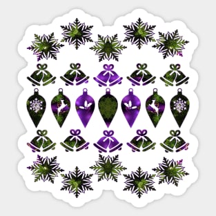 Christmas Holiday Green and Purple Sticker